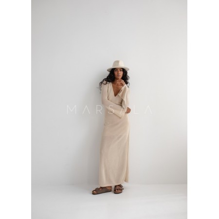 Dolga obleka ROSALLY Gold Beige - By Marsala