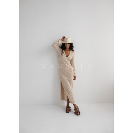 Dolga obleka ROSALLY Gold Beige - By Marsala