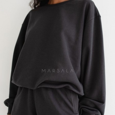 Hoodie PONTE Washed Black - By Marsala