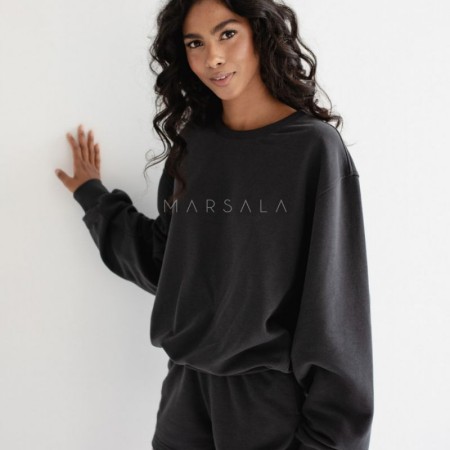 Hoodie PONTE Washed Black - By Marsala