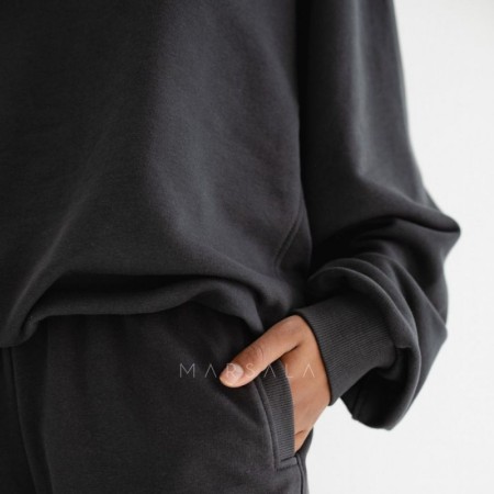 Hoodie PONTE Washed Black - By Marsala