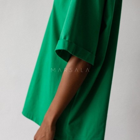 Bombažna majica s kratkimi rokavi v ˝oversized˝ kroju Coy v Island Green barvi - Marsala
