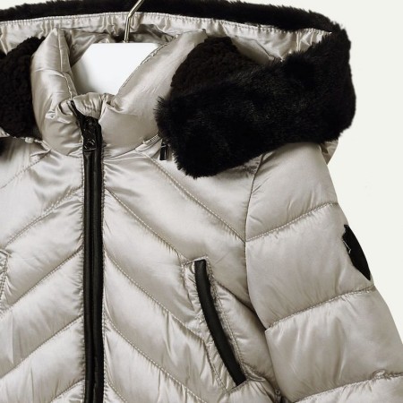 Metalik siva zimska bunda za punce kapuca - Mayoral