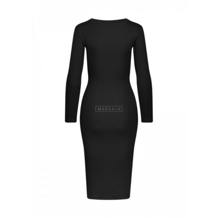 Oprijeta bombažna obleka za ženske KYLIE MIDI Black - Marsala