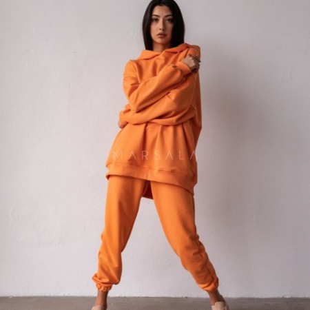 Lahek oversized hoodie Crush exotic orange za punce in ženske - Marsala