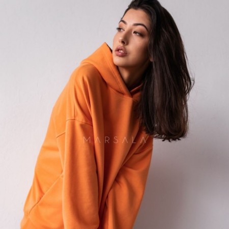 Lahek oversized hoodie Crush exotic orange za punce in ženske - Marsala