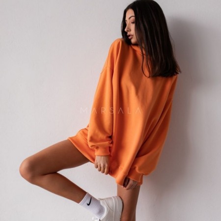 Lahek oversized hoodie Crush exotic orange za punce in ženske - Marsala