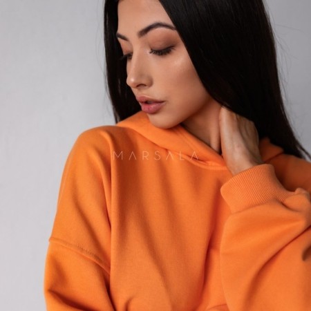 Lahek oversized hoodie Crush exotic orange za punce in ženske - Marsala