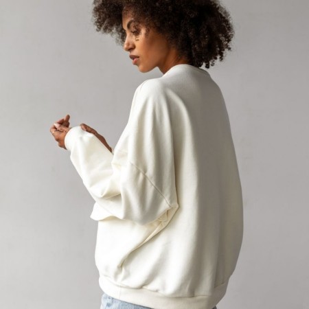 Oversized pulover z naborki Angel Ecru za ženske - Marsala