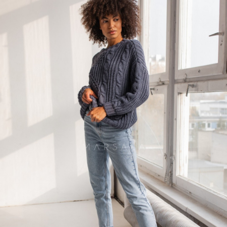 Pleten pulover Belfort Blue Jeans za ženske - By Marsala