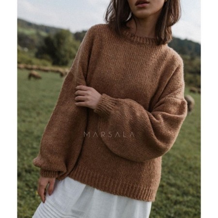 Pleten pulover za ženske Rivero Camel - By Marsala