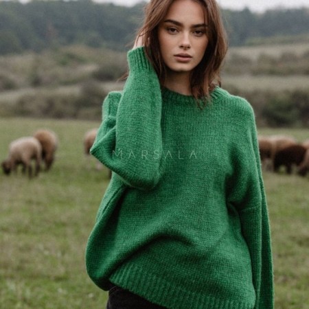 Pleten pulover za ženske Rivero Dark Green - By Marsala