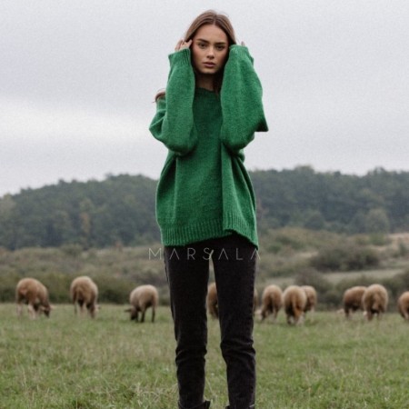 Pleten pulover za ženske Rivero Dark Green - By Marsala
