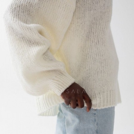 Pleten pulover Rivero White - By Marsala