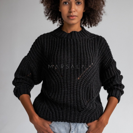 Pleten pulover za ženske VENEZIA Black - By Marsala