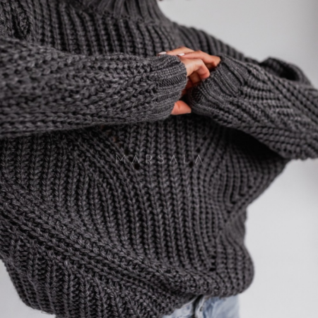 Pleten pulover za ženske VENEZIA Dark Grey - By Marsala