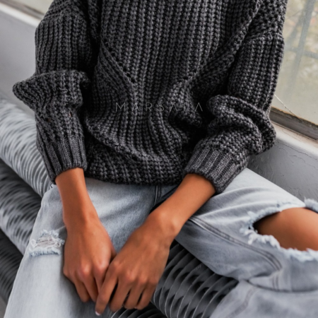 Pleten pulover za ženske VENEZIA Dark Grey - By Marsala