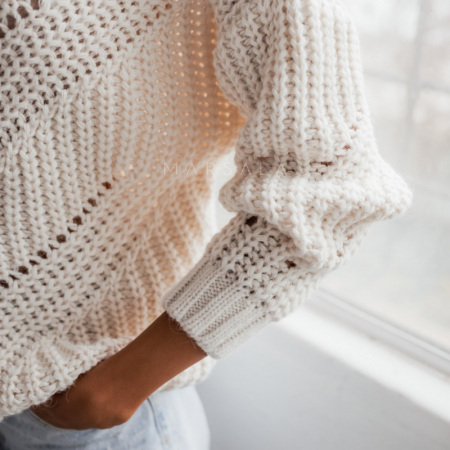 Pleten pulover za ženske Venezia Ecru - Marsala