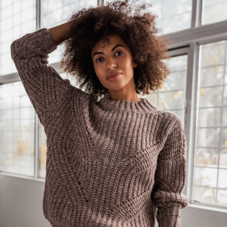 Pleten pulover za ženske VENEZIA Latte Melange - By Marsala