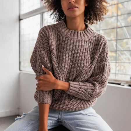 Pleten pulover za ženske VENEZIA Latte Melange - By Marsala