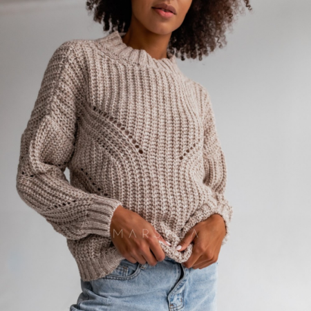 Pleten pulover za ženske VENEZIA Light Beige - By Marsala