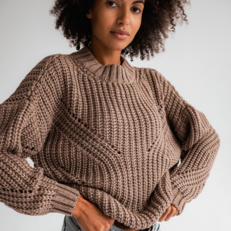 Pleten pulover za ženske VENEZIA Mocca - By Marsala