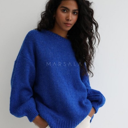 Pleten pulover RIVERO Sapphire Blue - By Marsala