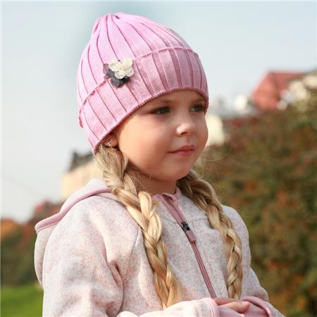 Pletena ružičasta kapa za cure LUCA lifestyle cvijet - Pupill