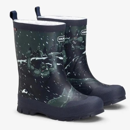 Podloženi dežni škornji za fante Jolly Thermo Print v Yetti potisku - Viking