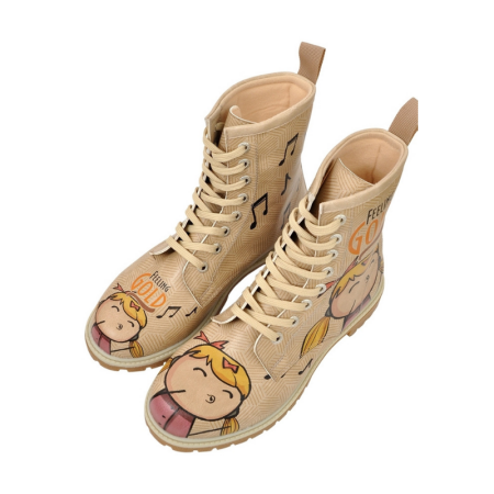 Podloženi škornji s potiskom FEELING GOLD za punce - DOGO