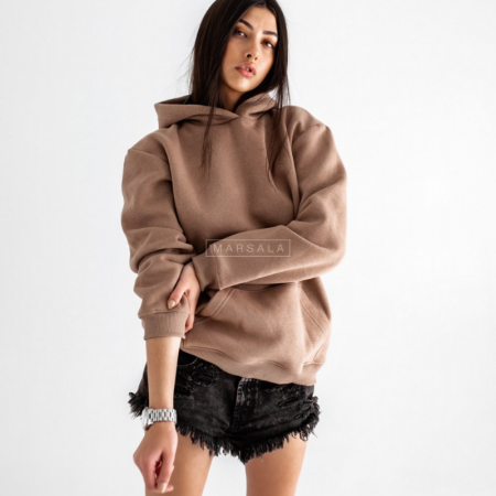 Pulover s kapuco BASIC Mocca - By Marsala