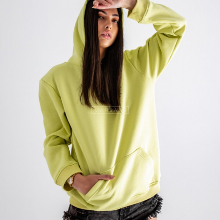 Pulover s kapuco BASIC Lime - By Marsala