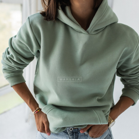 Pulover s kapuco BASIC Mint - By Marsala