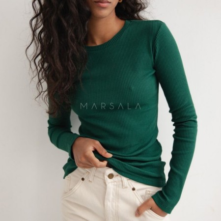 Rebrasta majica Moody Forest Green - By Marsala