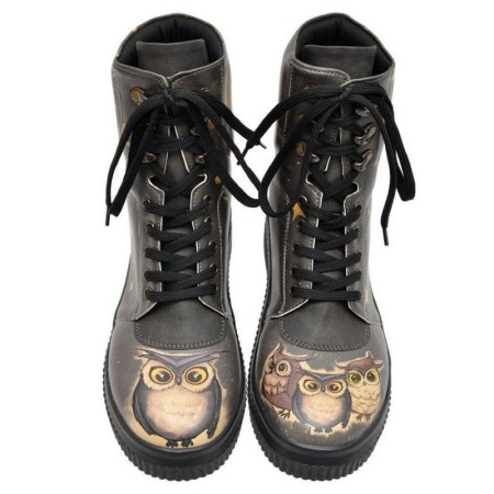 Potiskani škornji z notranjo podlogo iz flisa Future Boots v potisku Owl Family - Dogo