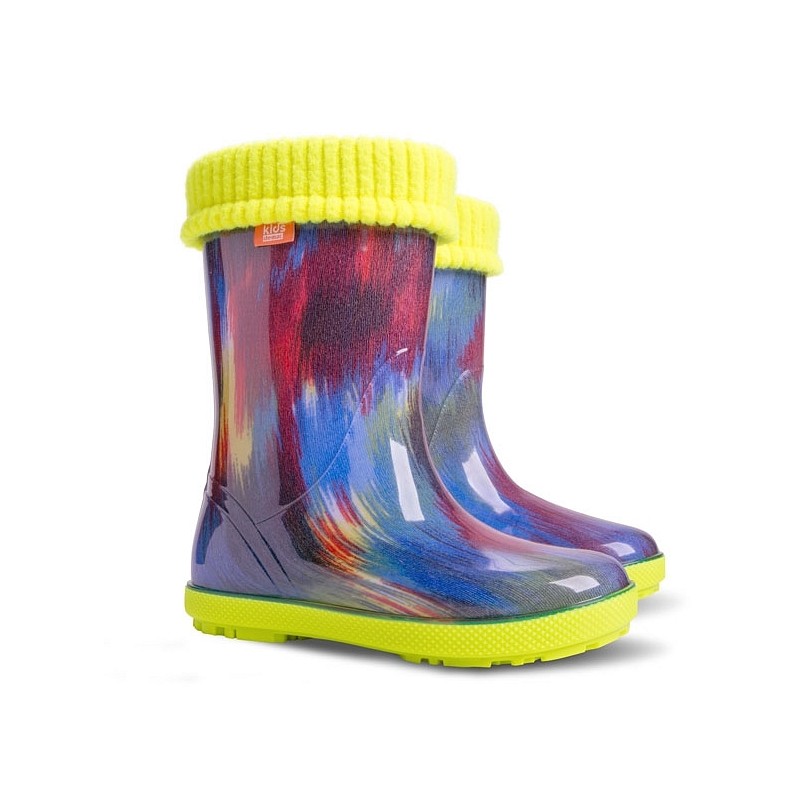 Podloženi dežni škornji za punce Color Mix - Demar