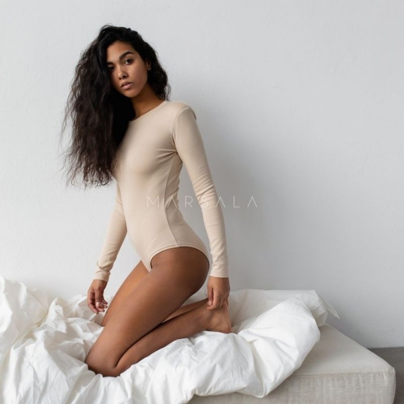 Bombažen body Condition Beige - By Marsala