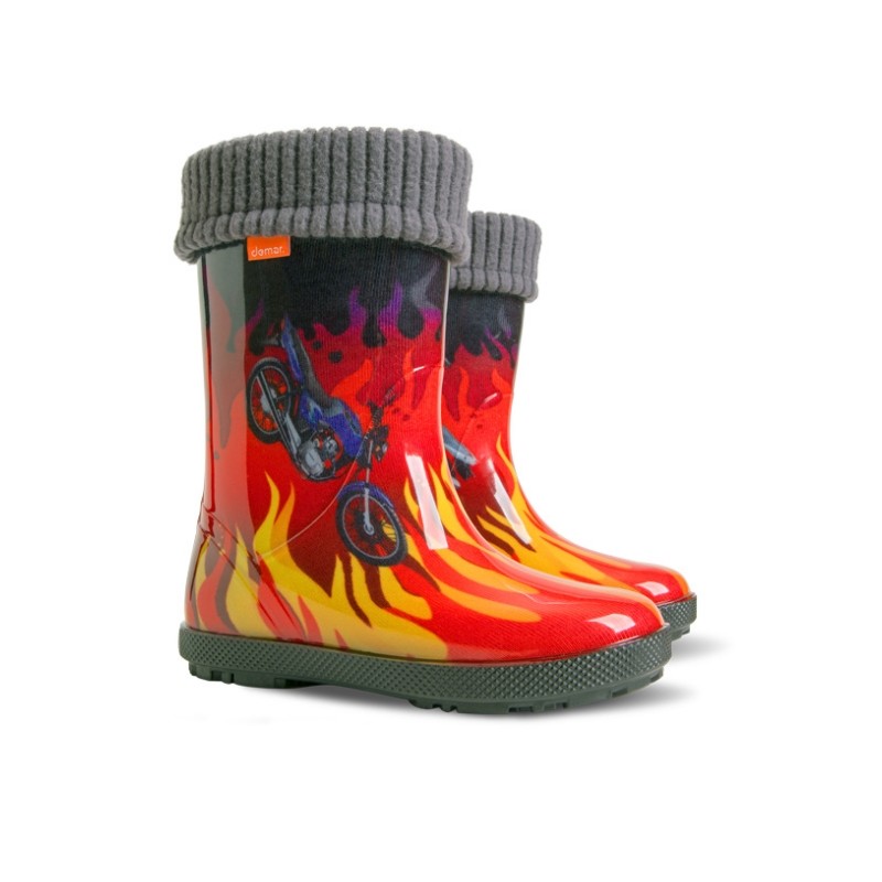 Podloženi dežni škornji za fante Fire - Demar