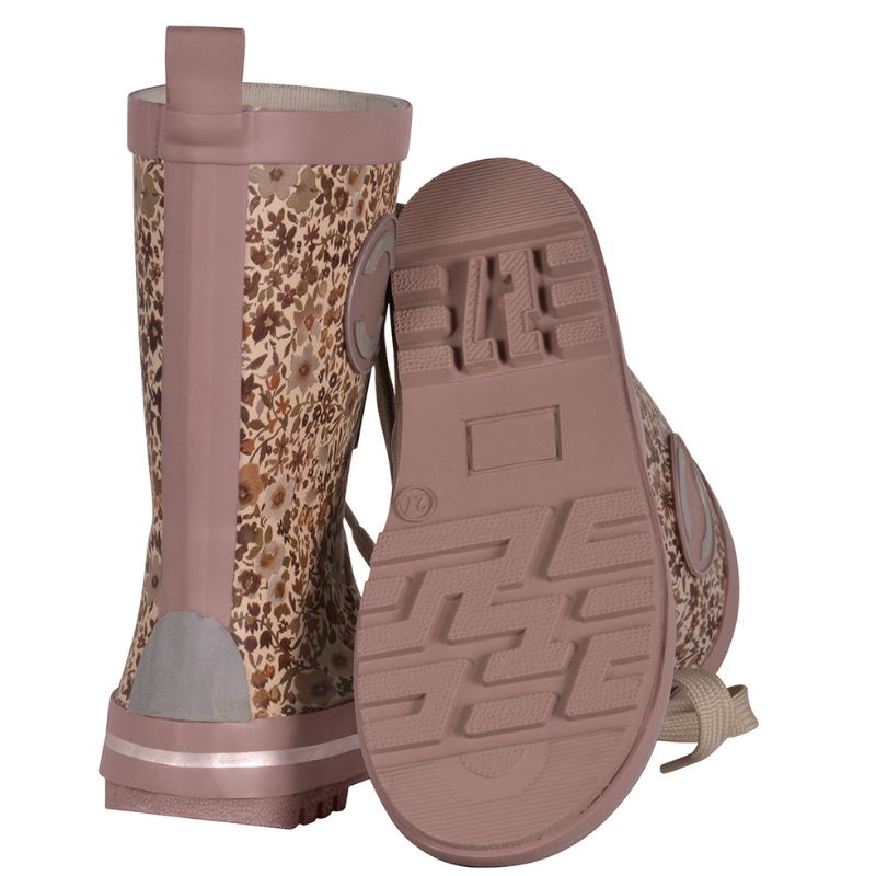 Dežni škornji z rožastim potiskom in mašno Burlwood - Mikk-Line