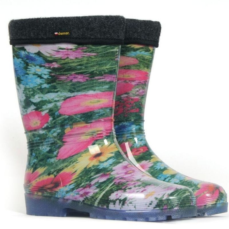 Dežni škornji z vložkom Mešano cvetje za ženske - Demar