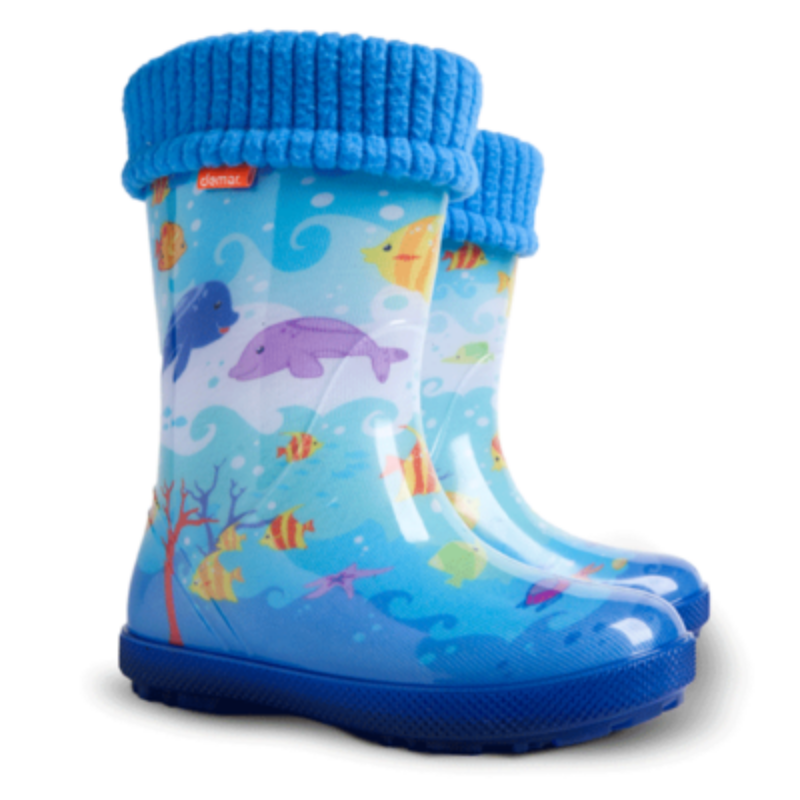 Podloženi dežni škornji za punce Ocean - Demar
