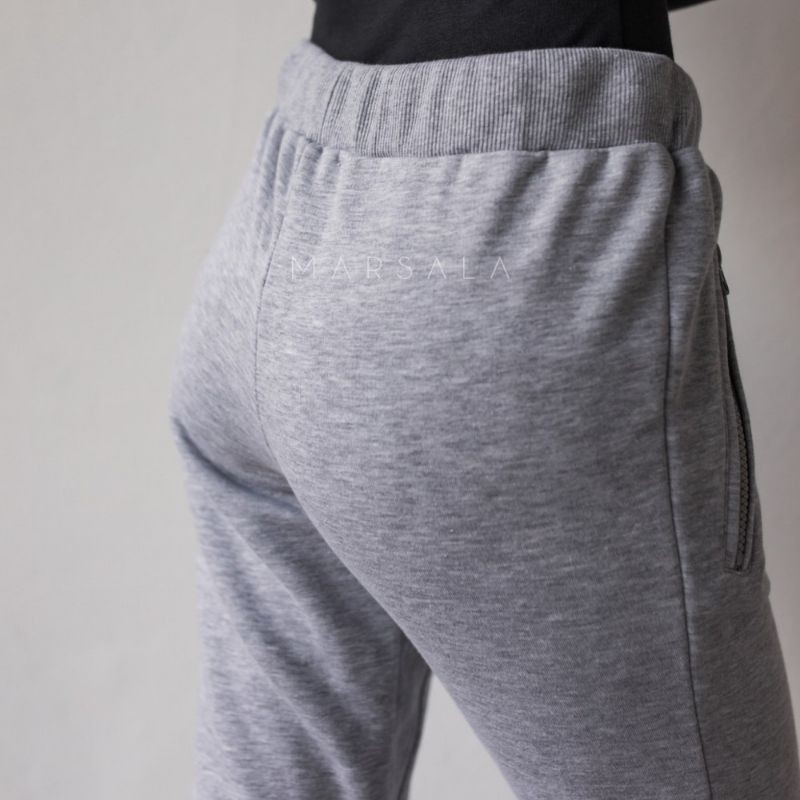 Športne hlače s patentom Active Grey za punce in ženske - Marsala