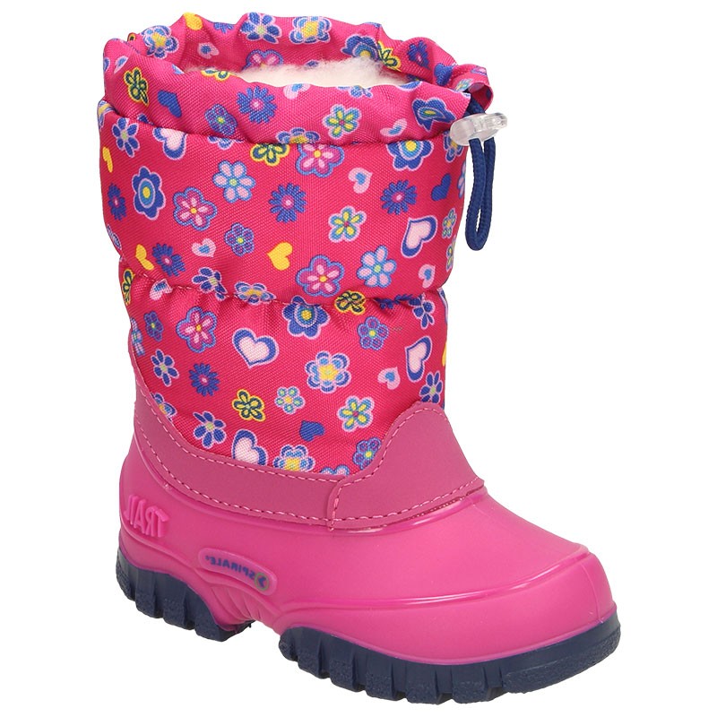 Zimski škornji za punce z volno MAJA v roza barvi - Spirale