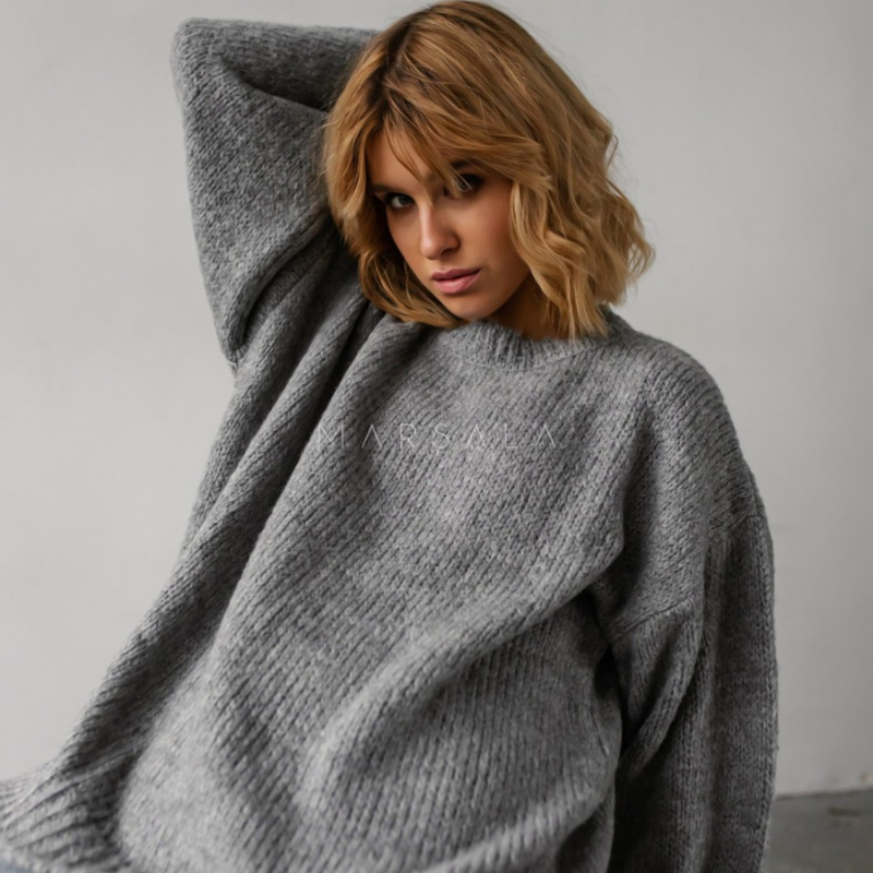 Pleten pulover Rivero Grey - By Marsala