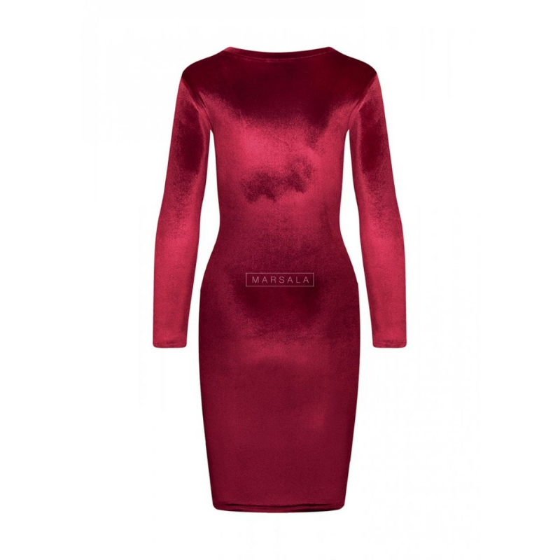 Oprijeta žametna obleka KYLIE Burgundy za ženske - By Marsala