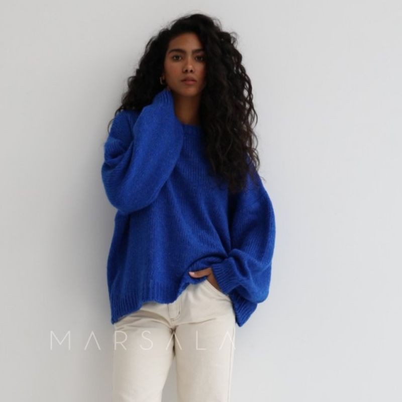 Pleten pulover RIVERO Sapphire Blue - By Marsala
