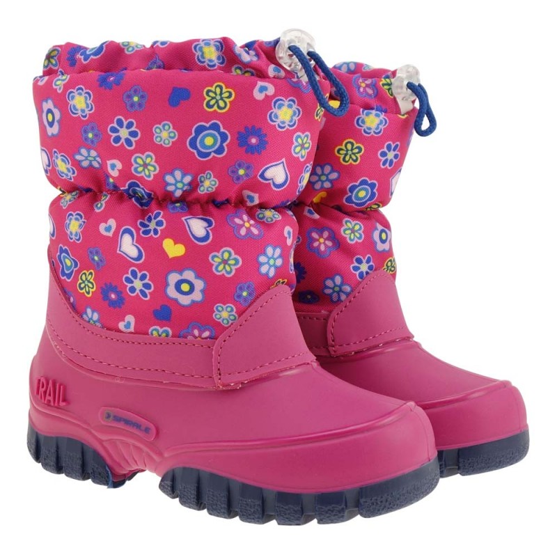 Zimski škornji za punce z volno MAJA v roza barvi - Spirale