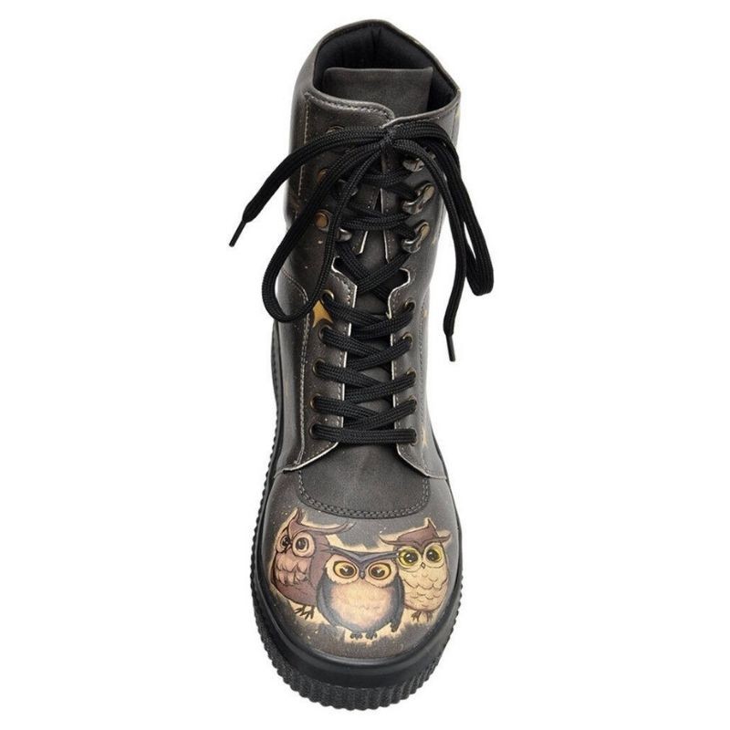 Potiskani škornji z notranjo podlogo iz flisa Future Boots v potisku Owl Family - Dogo